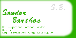 sandor barthos business card